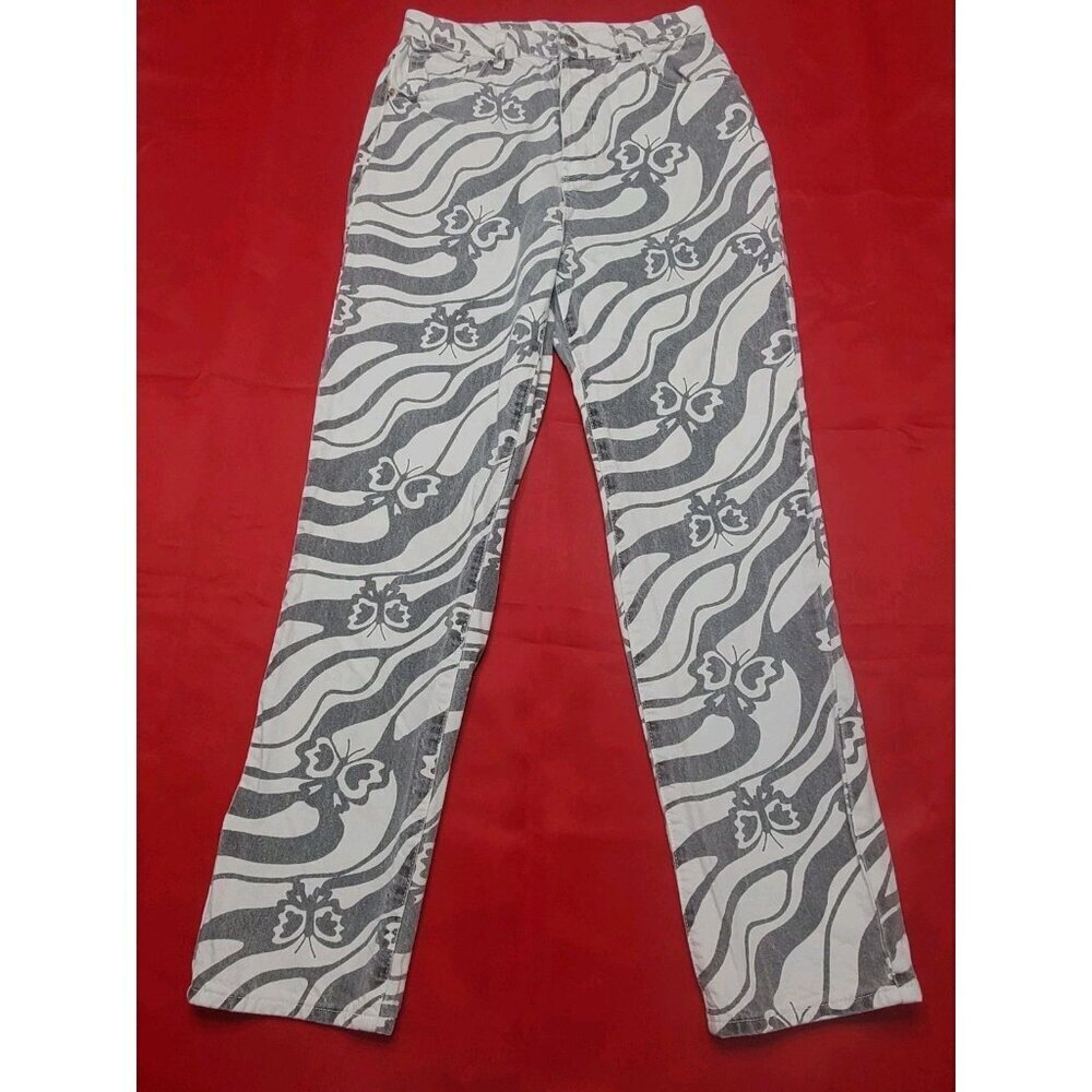 Pacsun Women's Light Wash “DAD” Jeans Button Fly All Over Butterfly Denim SZ 27